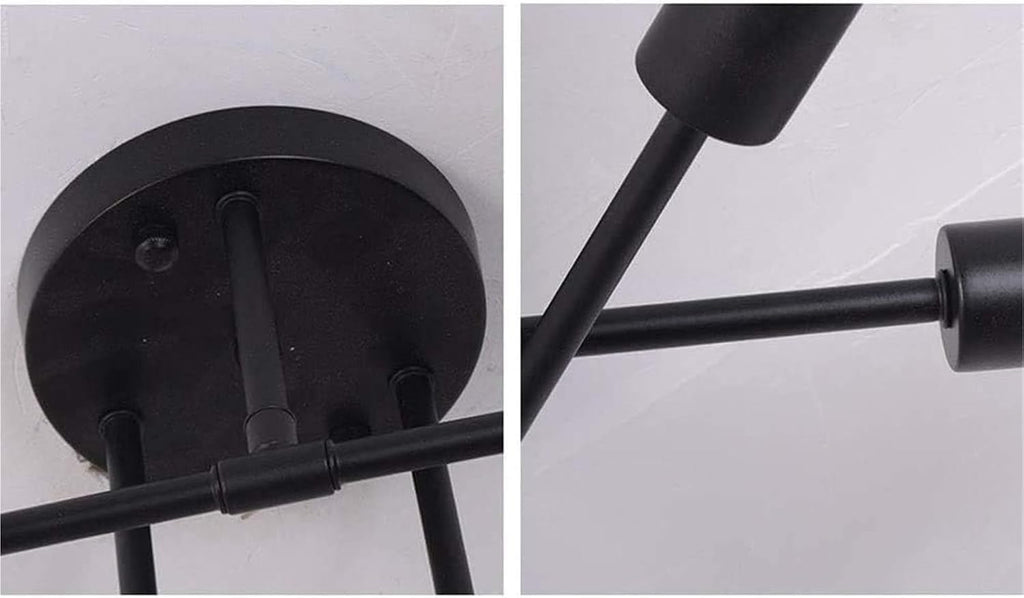 Vintage Industrial 6-Light Semi-Flush Ceiling Light, Black Wrought Iron Chandelier Close to Ceiling Lights Fixture for Dining Room, Kitchen, Living Room, Hallway, Entryway