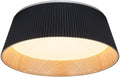 Ceiling Light Fixture, Circular Wrought Iron Wood Grain 18.1' Flush Mount Light Fixture with Acrylic Shade, Ceiling Lamp for Living Room, Hallway, Bathroom, Bedroom, Dimmable(Black)