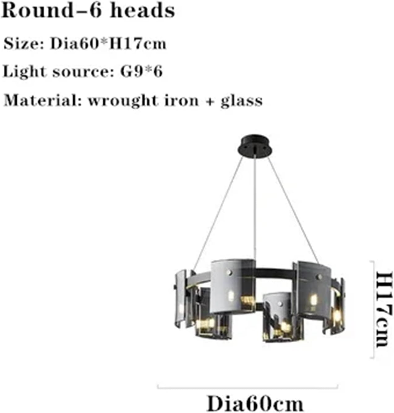Matte Black Glass Led Chandelier for Dining Living Room Bedroom Kitchen Office G9 Lighting Fixture Wrought Iron Pendant Lamp,Dining Light Fixtures
