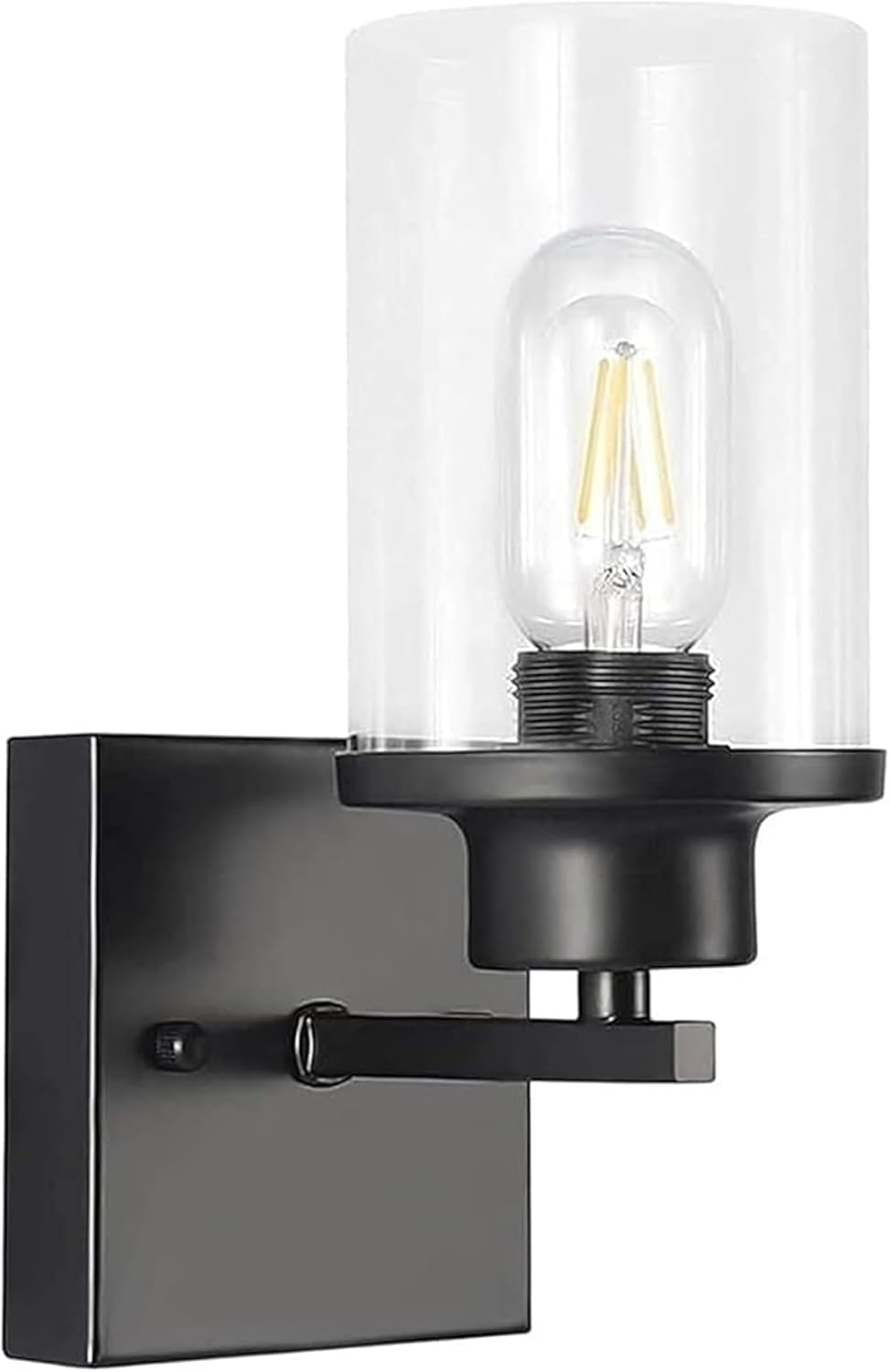 Retro Industrial Style Wall Lamp with Glass Lampshade, Indoor Mirror Light Fixture Featuring Wrought Iron Frame, Vintage Decorative Wall Lighting for Bedroom, Bathroom, or Hallway