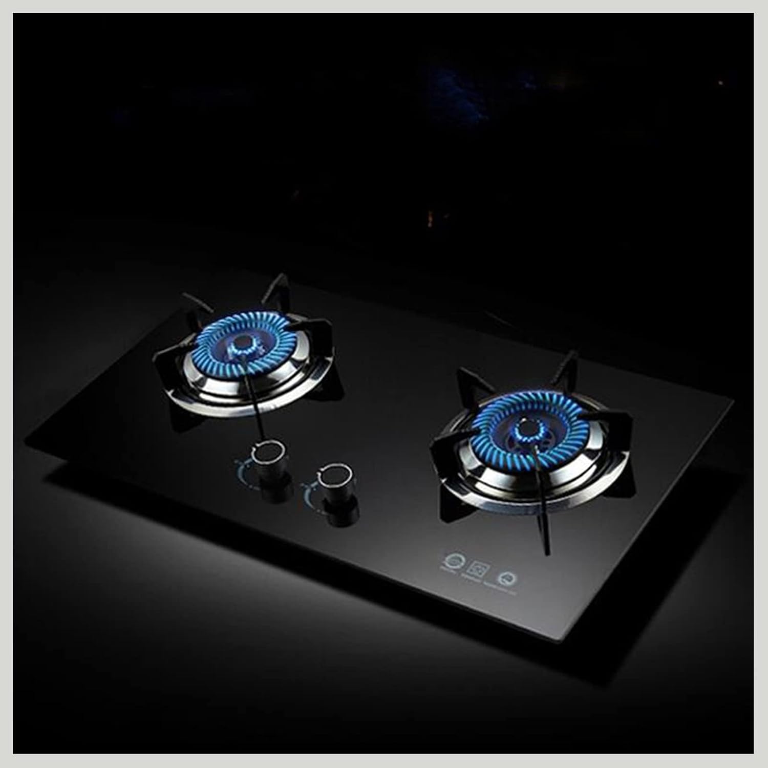 Gas Stove 2 Burners, Built-in Gas Cooktop, Tempered Glass Ignition Camping Dual Burner LPG/Natural Gas, 4.5kW/4.8kW (Size : LPG)