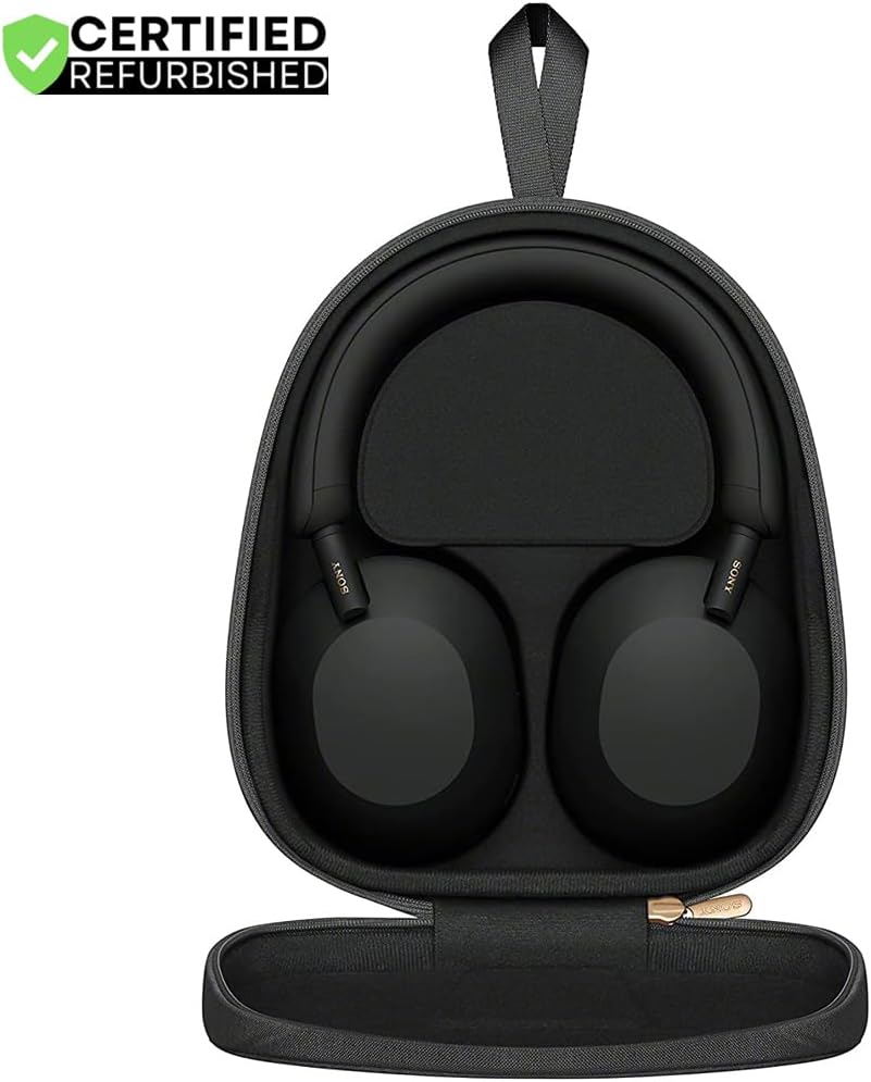 Sony (Refurbished WH1000XM5/B Wireless Industry Leading Noise Canceling Headphones Black Bundle with 2 YR CPS Enhanced Protection Pack (Renewed)