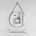 Bathroom Mirror, Round Wall Mirror, Modern Decoration Round Black/White Wrought Iron Frame with Partition, Suitable for Bathroom, Bedroom