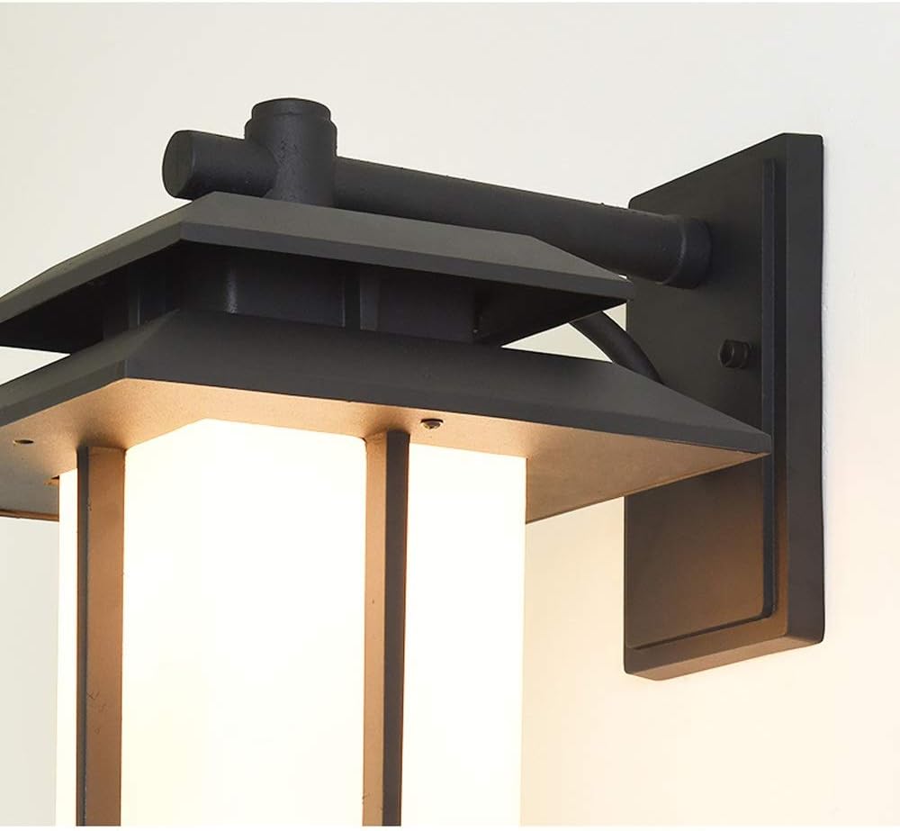 Wall Lights , Garden Wall Light Modern Outdoor Wall Light Black Matte Weatherproof Wrought Iron Fixture Wall Sconce with Frosted Glass Shade Wall Lamp Hard-Wired External for Porch Patio Garden Decor