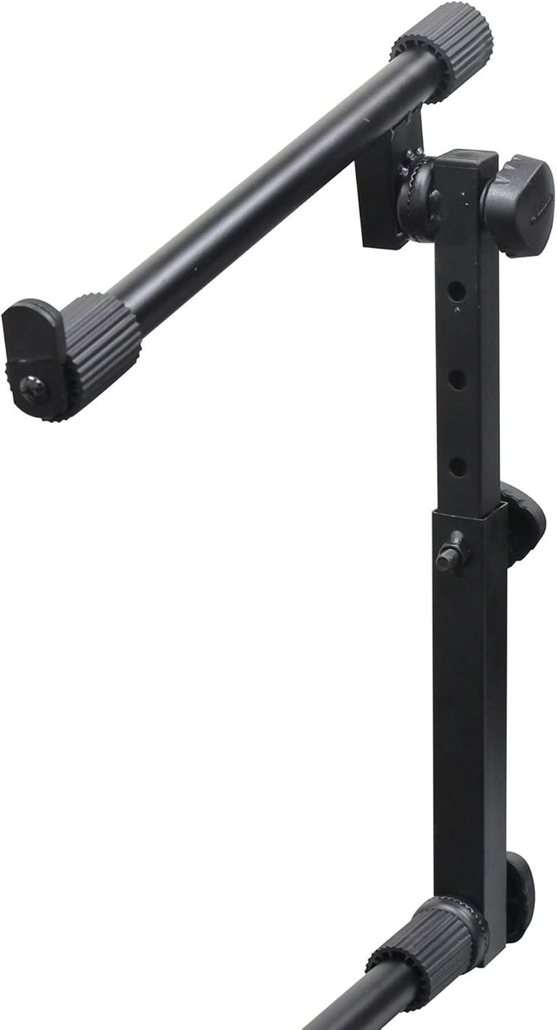 Black Two Tier X-Stand with Mic Boom and Top Shelf