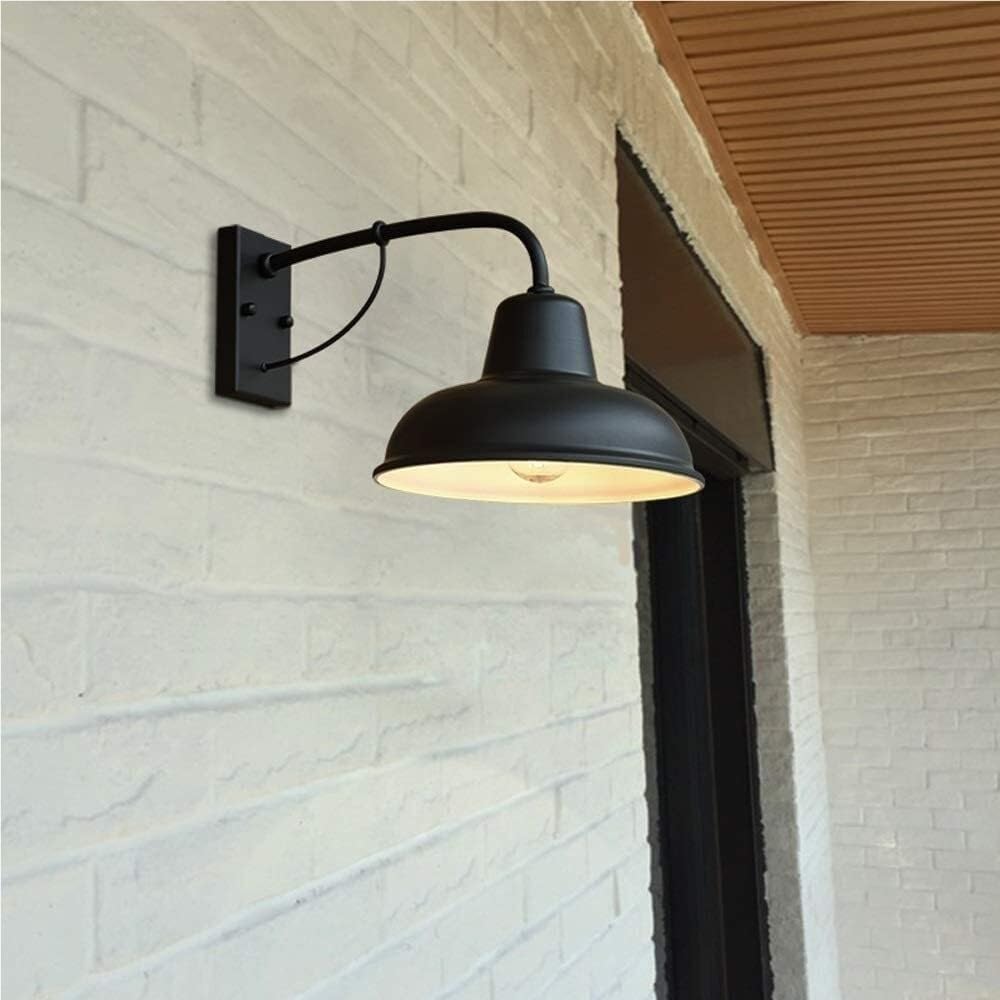 Industrial Farmhouse Wall Sconces American Style Vintage Wall Lighting Fixtures with E26 Sockets Outdoor Wrought Iron Wall Lamps for Balcony Garage Barn Garden(Matt Black)