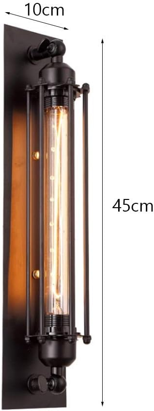 Wall lamp, V-intage Industrial Flute Wall Light Retro Metal Wrought Iron Cage Wall Lamp E27 E-dison Creative Cafe Bar Interior Home Decoration Wall Sconce Light Fixture, Black Bedside Rea
