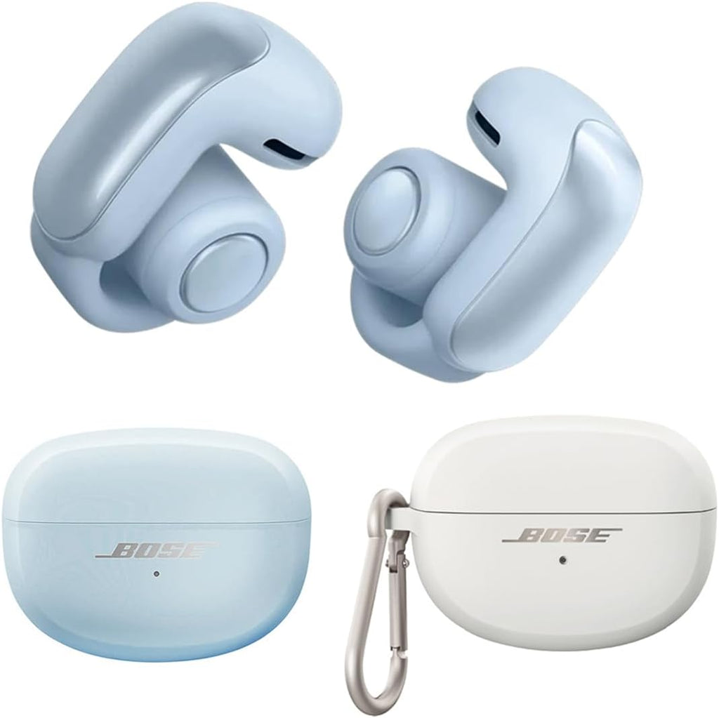 Bose Ultra Open Earbuds with Immersive Audio, Open Ear Wireless Clip on Earbuds for Comfort, OpenAudio for Awareness, Bundle Silicone Case Cover for Ultra Open Earbuds (Moonstone Blue)