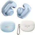 Bose Ultra Open Earbuds with Immersive Audio, Open Ear Wireless Clip on Earbuds for Comfort, OpenAudio for Awareness, Bundle Silicone Case Cover for Ultra Open Earbuds (Moonstone Blue)
