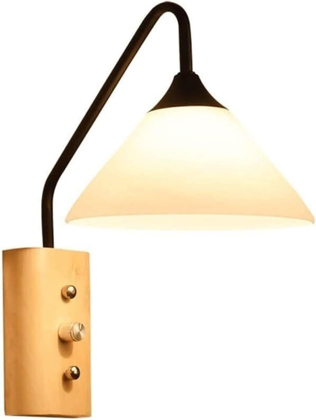 Wall Lamp Modern Minimalist Wrought Iron Wall Sconce with Switch Nordic Black Wall Light Indoor Lighting Reading Light Fixture Mid Century Wood Wall Lamp for Living Room Cloakroom Aisle Porch Decor(Da