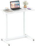 Tangkula Mobile Standing Desk, C-Shaped Sit Stand Desk with Adjustable Height, Lockable Wheels & Metal Frame, Rolling Laptop Desk, Portable Computer Workstation for Small Space