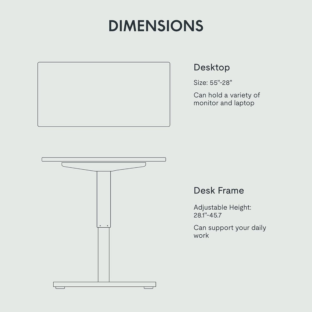 FLEXISPOT EN2 55''x28'' Electric Standing Desk with PC Stand Bundle, 1' Whole-Piece Desktop, Easy-to-Install Hanging Design PC Mount, Bundle for Home Office, Game & Small Spaces, White