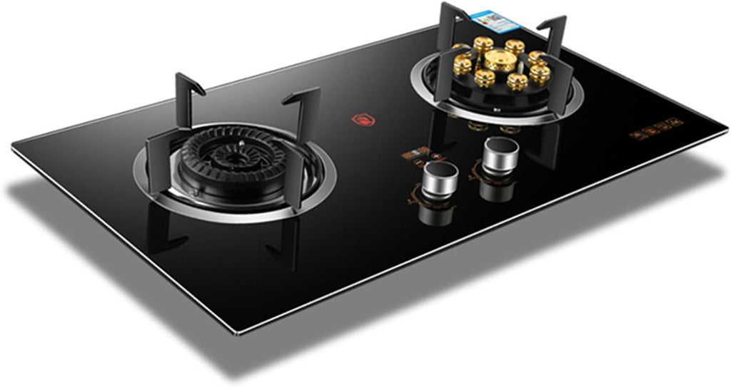 Desktop/built-in Tempered Glass Gas Stove,LPG/NG Gas Cooktop 2 Burners,Flameout Protection,Suitable aor Home and Commercial Use (Size : LPG)