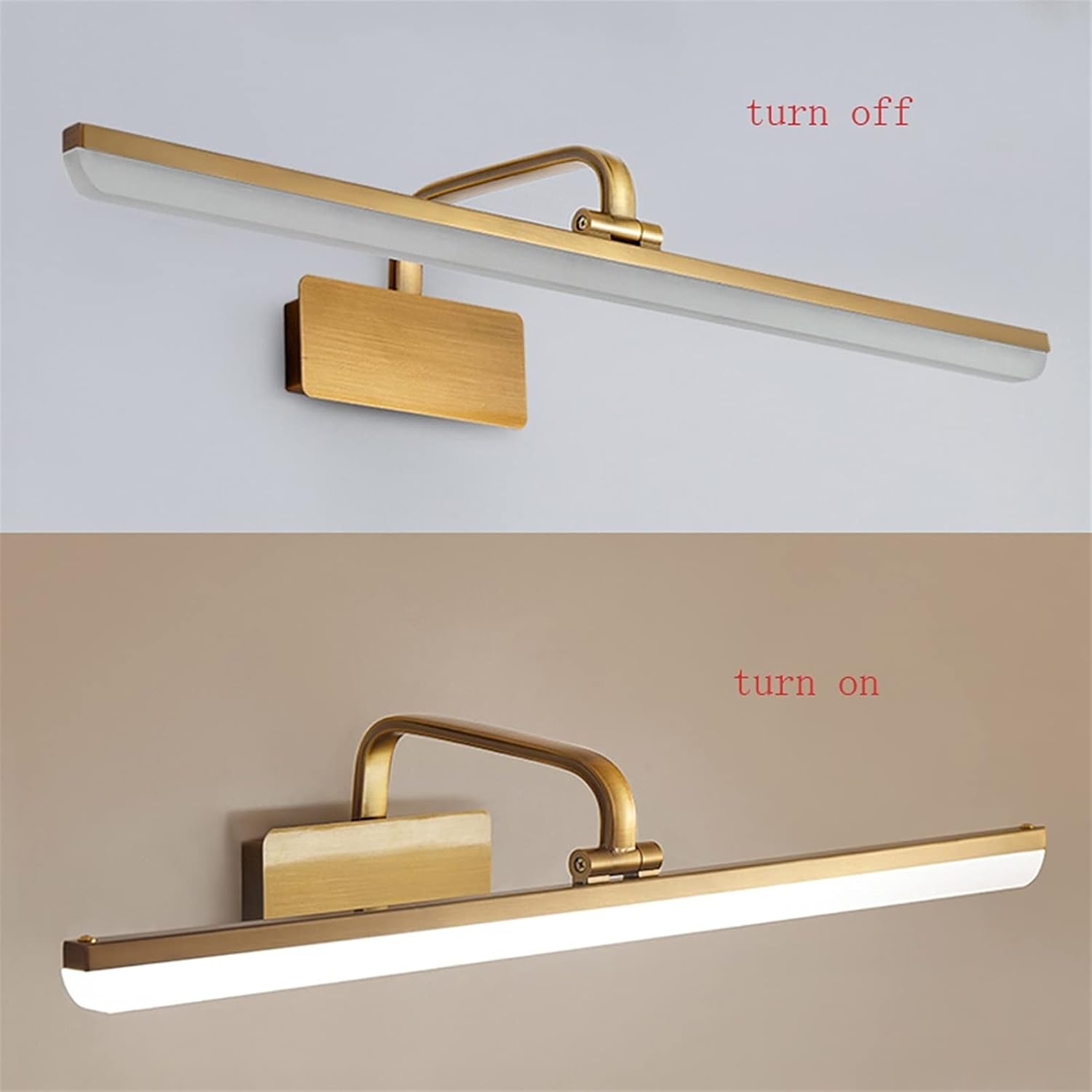 Mirror Lamp Mirror Front Light LED Mirror Light Waterproof Wrought Iron Vanity Mirror Light Fixture Wall Sconce for Bathroom Dressing Table Hallway Light Bedside Decor Wall Lamp (Size:57cm) ,Wall Moun