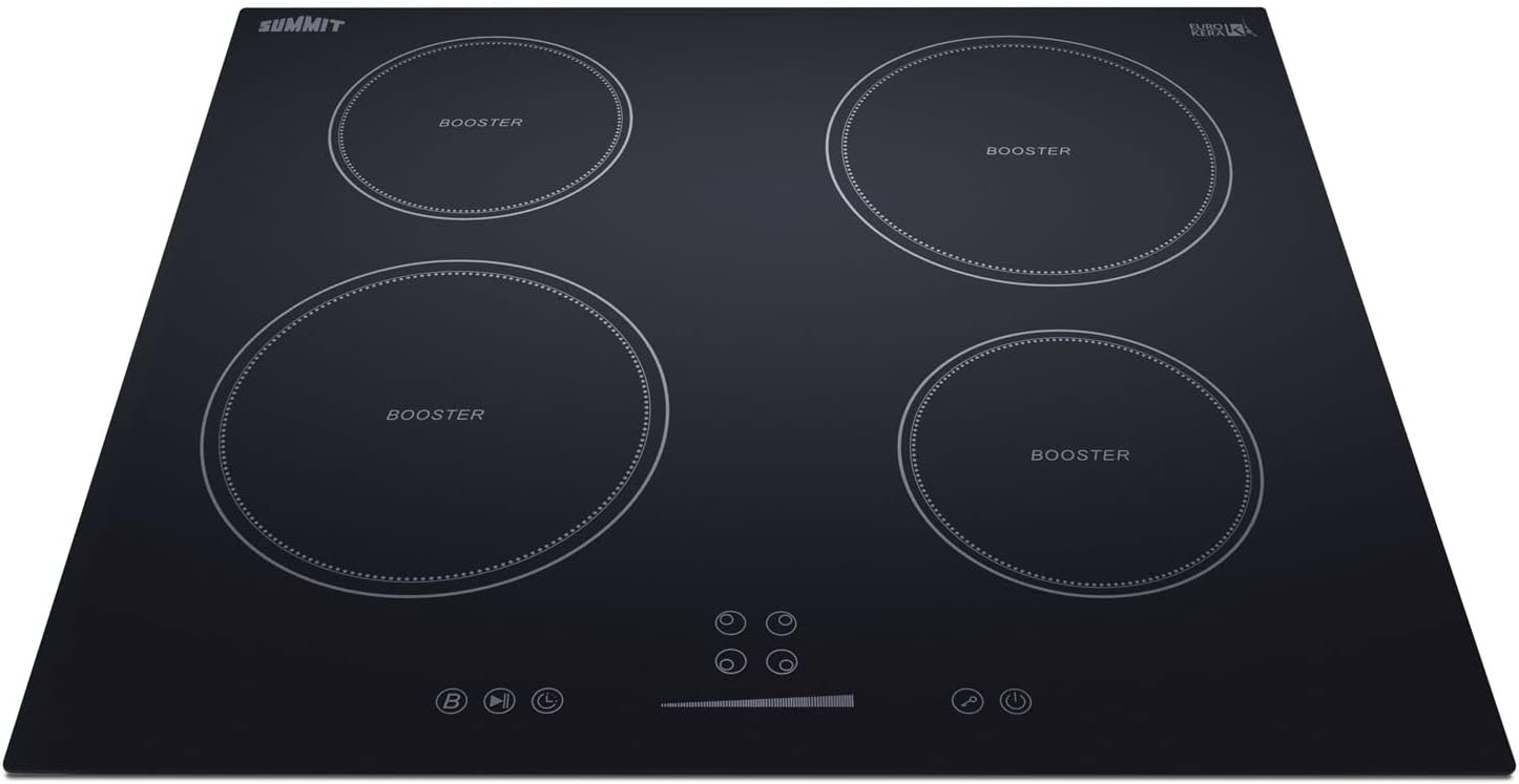 Summit 24' Induction Cooktop, 4 Cooking Zones, 208-240V Electric Cooktop, ADA Compliant Design, Black - SINC4B241B