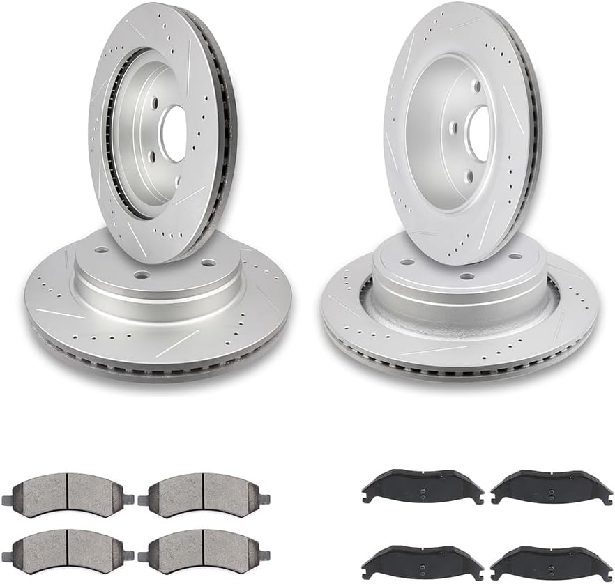 SCITOO (Front 336 mm Rear 352 mm) Brake Rotors (5 Lugs) and Pads Kits Fit For Chrysler Aspen 2007-2009,For Dodge For Durango 2007-2009,For Dodge Ram 1500 2006-2010,For Ram 1500 2011-2018