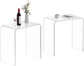 2 PCS Acrylic Side Table, Acrylic End Table, Clear Coffee Table/Nightstand for Living Room Balcony Bedrooms Small Space, Modern Clear Couch Tables for Sofa 21' L x 12' W x 21' H