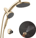 Delta 6-Setting PivotPro 3-in-1 Combination Shower Head with ProClean Spray, Brushed Gold Round Shower Head Rainfall with Handheld Spray, 1.75 GPM, Champagne Bronze 75648CZ