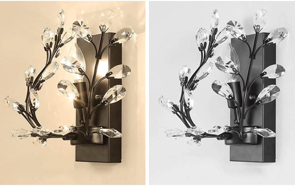 Wall Lighting Fixtures LED Crystal Aisle Wall Lamp American Style Wrought Iron Candle Wall Sconce Wall Mounted Lighting Fixture for Bathroom Bedroom Living Dining Room Entryway Aisle Decor ( Color : B