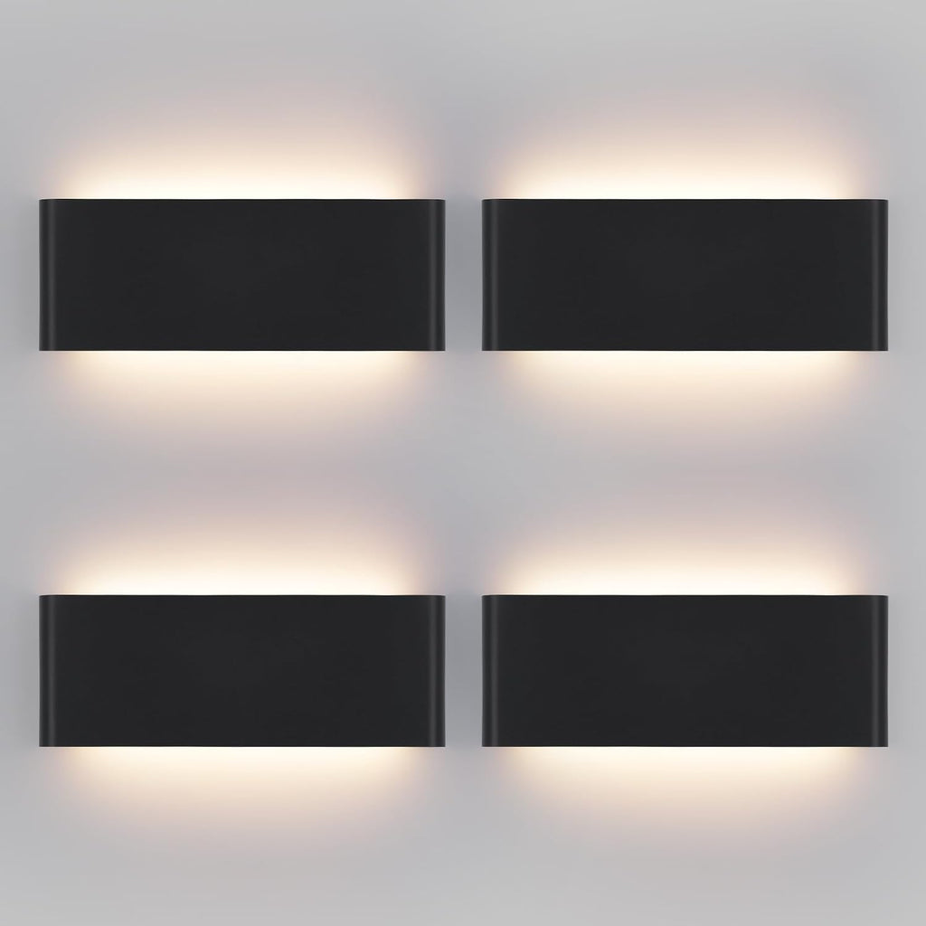 Mille Luckiole 15Inch Bathroom Vanity Mirror Light,5-in-1 CCT 3000K/3500K4000K/5000K/6500K Selectable Hallway LED Wall Light,Modern LED Sconce Wall for Stairwell,Bedroom,20W Black 4 Pack Led Wall Lamp