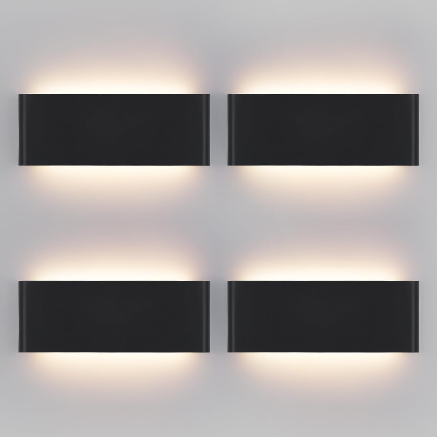 Mille Luckiole 15Inch Bathroom Vanity Mirror Light,5-in-1 CCT 3000K/3500K4000K/5000K/6500K Selectable Hallway LED Wall Light,Modern LED Sconce Wall for Stairwell,Bedroom,20W Black 4 Pack Led Wall Lamp