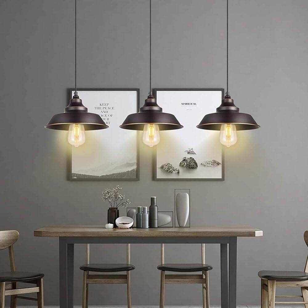 Black Wrought Iron Pot Lid Chandelier American Industrial Style Pendant Light Ceiling Type/Plug Hanging Lamp Indoor Adjustable Height Ceiling Light Fixture for Kitchen Island Dining Room Bedr