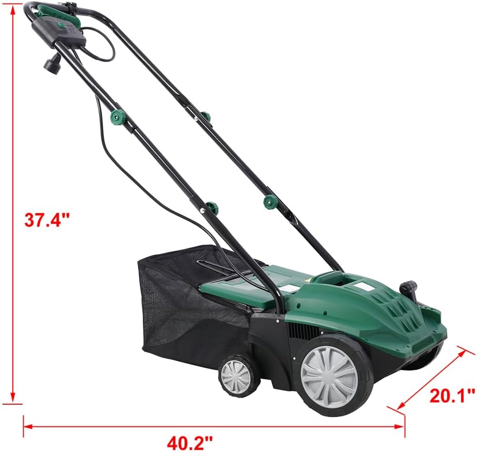 2 in 1 Electric Lawn Dethatcher Scarifier 13-Inch 12 Amp Garden Scarifier with 31.7QT Removable Collection Bag for Lawn Main