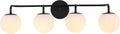JONATHAN Y 31' Black Modern Globe Wall Sconce Vanity Light for Bathroom, White Frosted Glass Shade, Midcentury Parisian Bistro Wall Lamp, LED Bulb Included (JYL3558B)