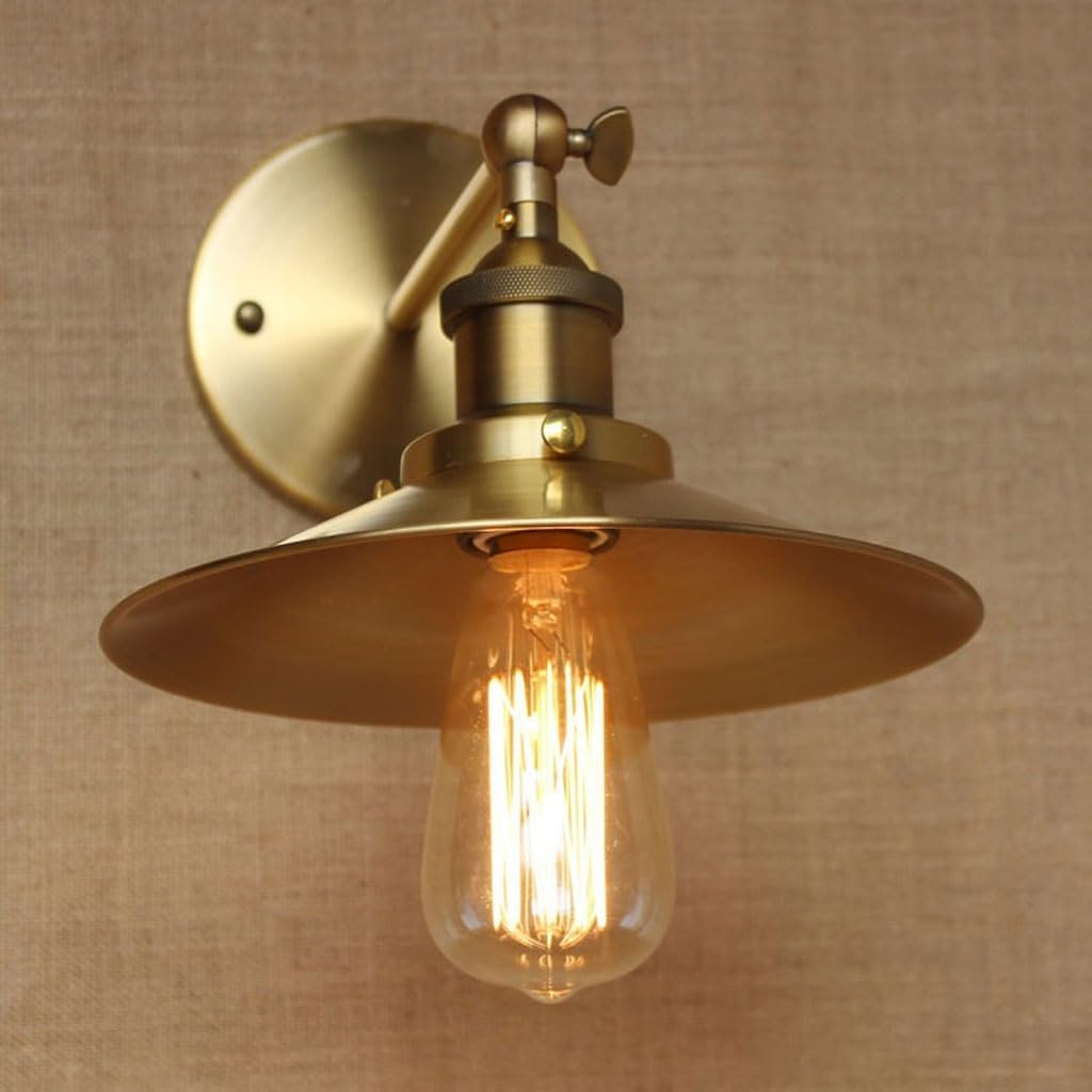 Wall Lamp Bathroom Lighting Wrought Iron Bedroom Lighting Retro Wall Lamps Simple Personality Creative Wall Lamps Outdoor Wall Lamps Wall Lamp for Bedroom(Brass)