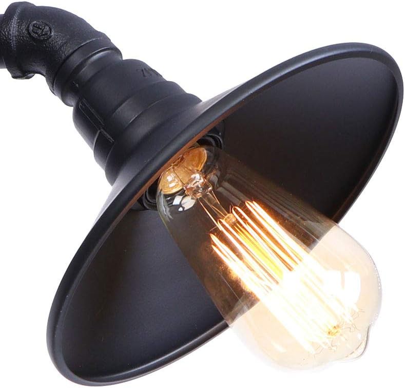 Steam Punk Loft Industrial Sub Black Water Pipe Retro Wrought Iron Wall Lamp Vintage Button Switch E27 Sconce Lights House Restaurant Aisle Lighting Fixtures Luz