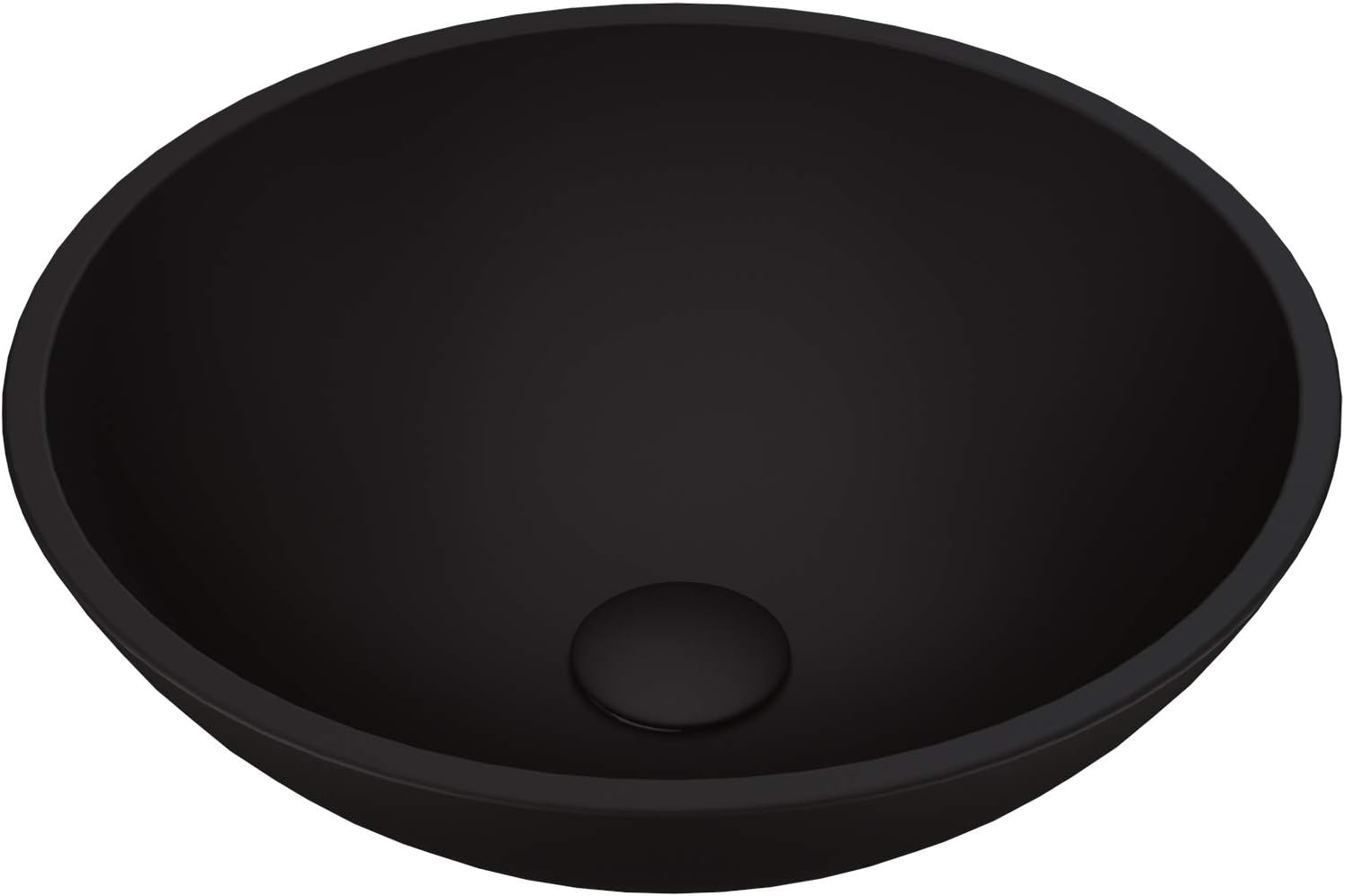 Vigo Vessel Sink Matte Black - 17' Artistic Round Bowl Sink for Bathrooms, Tempered Glass Above Counter Bathroom Sink with NonStickShield, QuickDrain & TempGuard, Modern Luxury Design