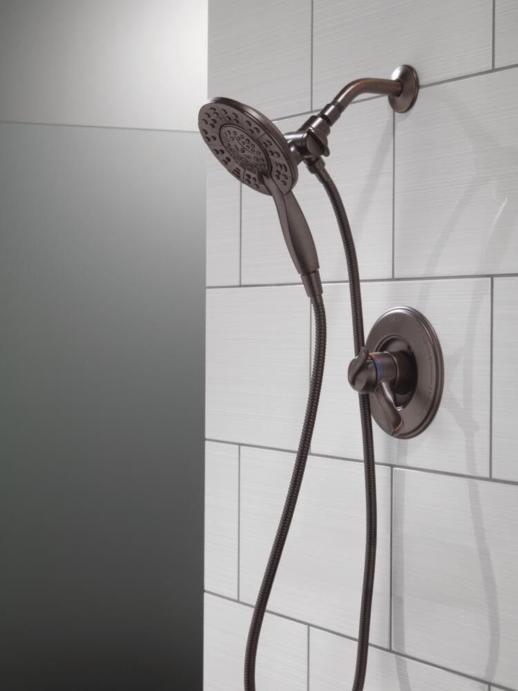 Delta 4-Setting In2ition 2-in-1 Dual Shower Head with HandHeld Spray, Venetian Bronze Detachable Shower Head with Hose, Showerhead, 1.75 GPM Flow Rate, Venetian Bronze 58499-RB