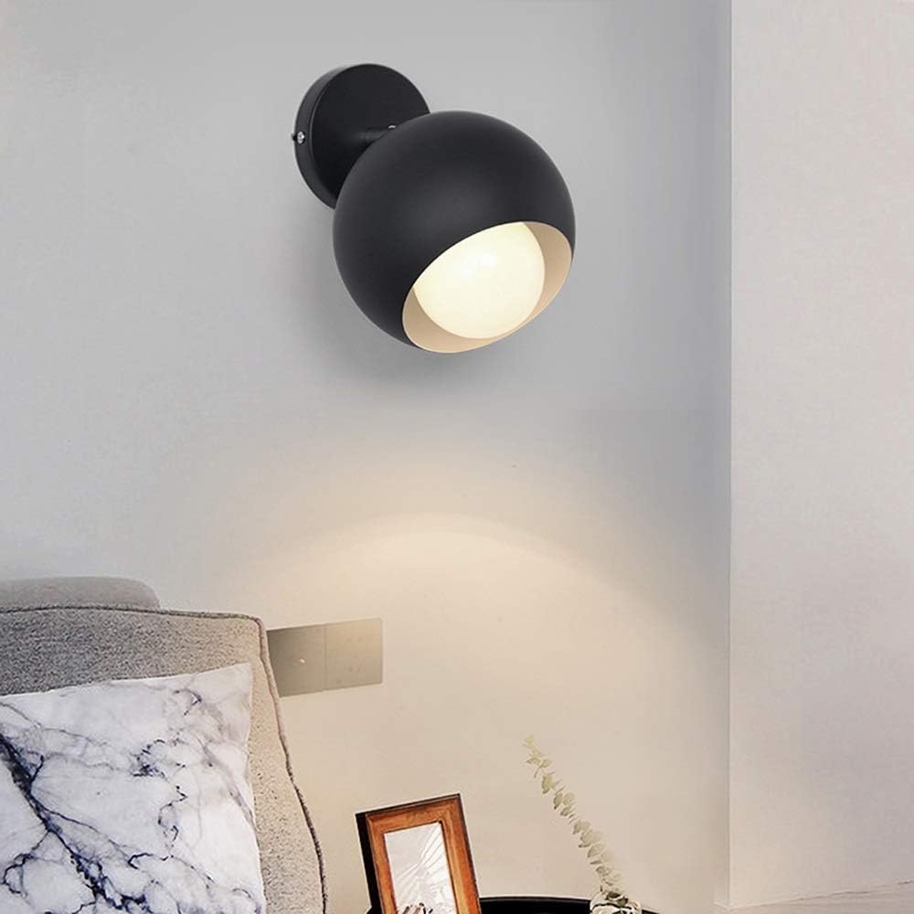 Wall lamp, Clothing Store Coffee Shop 180 Degree Adjustment Wrought Iron Wall Light Fixtures Bedroom Study Girl Room Wall Sconces E27 Screw Aisle Corridor Decorative Lighting Wall Lamp(Black)