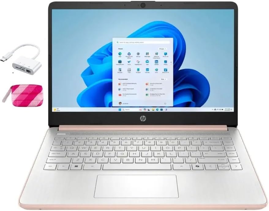 HP Student Laptop, Intel Processor N150(up to 3.6 GHz), 14 Inch LED Screen,16G RAM, 128GB Storange,One Year Office 365, Windows 11 Home,w/YYY Bundle,Rose Gold