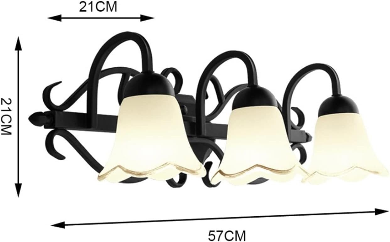 European Wall Light Mirror Light Compatible with Bathroom - American Black Finishing Fixture Wall Lamp, Wrought Iron Wall Light