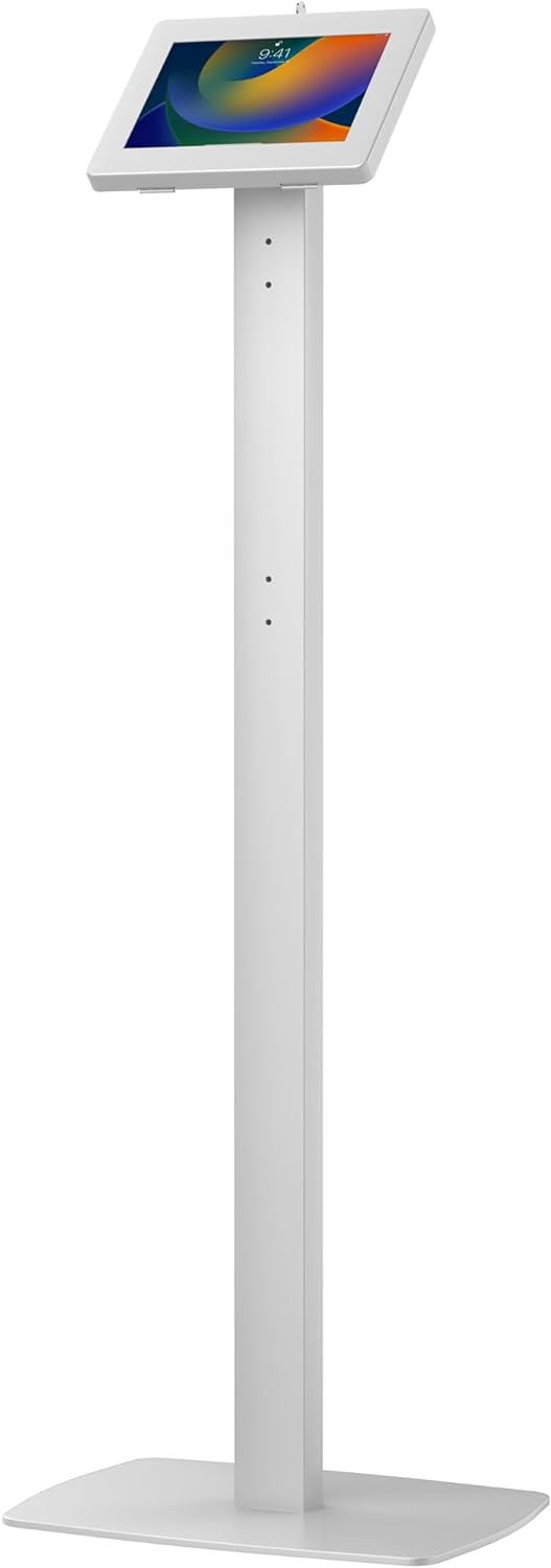 CTA Digital Thin Tall Floor Stand Standing 360 Degree Kiosk Display Tablet Holder with Charger Access & Lock for iPad 11 (A16)-Pro 11-inch M4 Air 11-inch M3- iPad 10th Gen - Galaxy Tab & More Tablets
