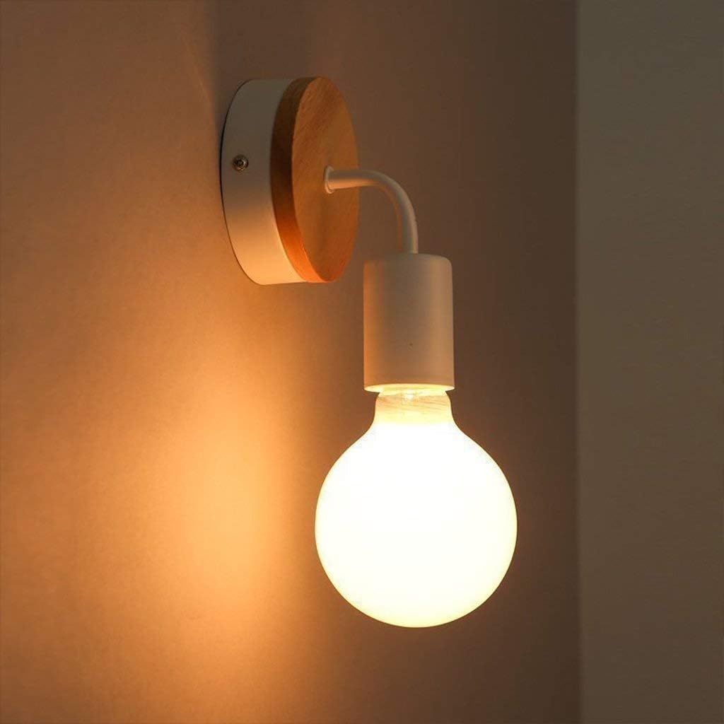 Wall Mounted Light Scandinavian Style Wrought Iron/Wooden Wall Lamp Simple Black and White Classic Colour Living Room Bedroom Wall Light Bathroom Mirror Front Wall Spotlight Reading Light