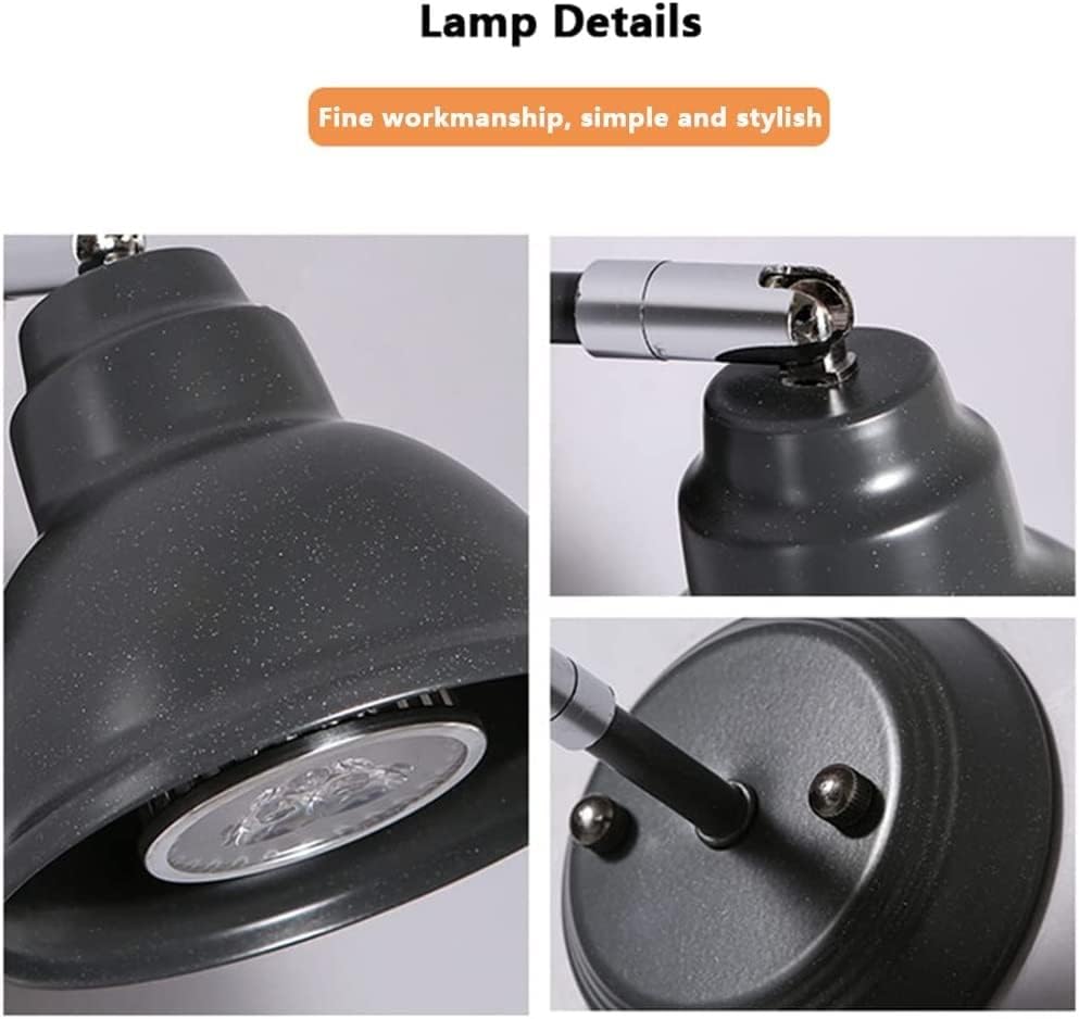 Wall Light Industrial Swing Arm Wall Lamp Adjustable Sconces Wall Lighting with 3W Led Bulb Wrought Iron Light Fixtures Vintage Wall Lights for Living Room Bedroom Kitchen Hallway Bar Farmhouse (Black