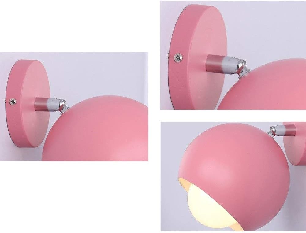 Wall lamp, Clothing Store Coffee Shop 180 Degree Adjustment Wrought Iron Wall Light Fixtures Bedroom Study Girl Room Wall Sconces E27 Screw Aisle Corridor Decorative Lighting Wall Lamp(Pink)