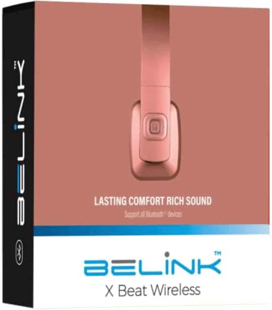 BeLink X Beat Wireless Foldable Headphones with Zip Case Rose Gold