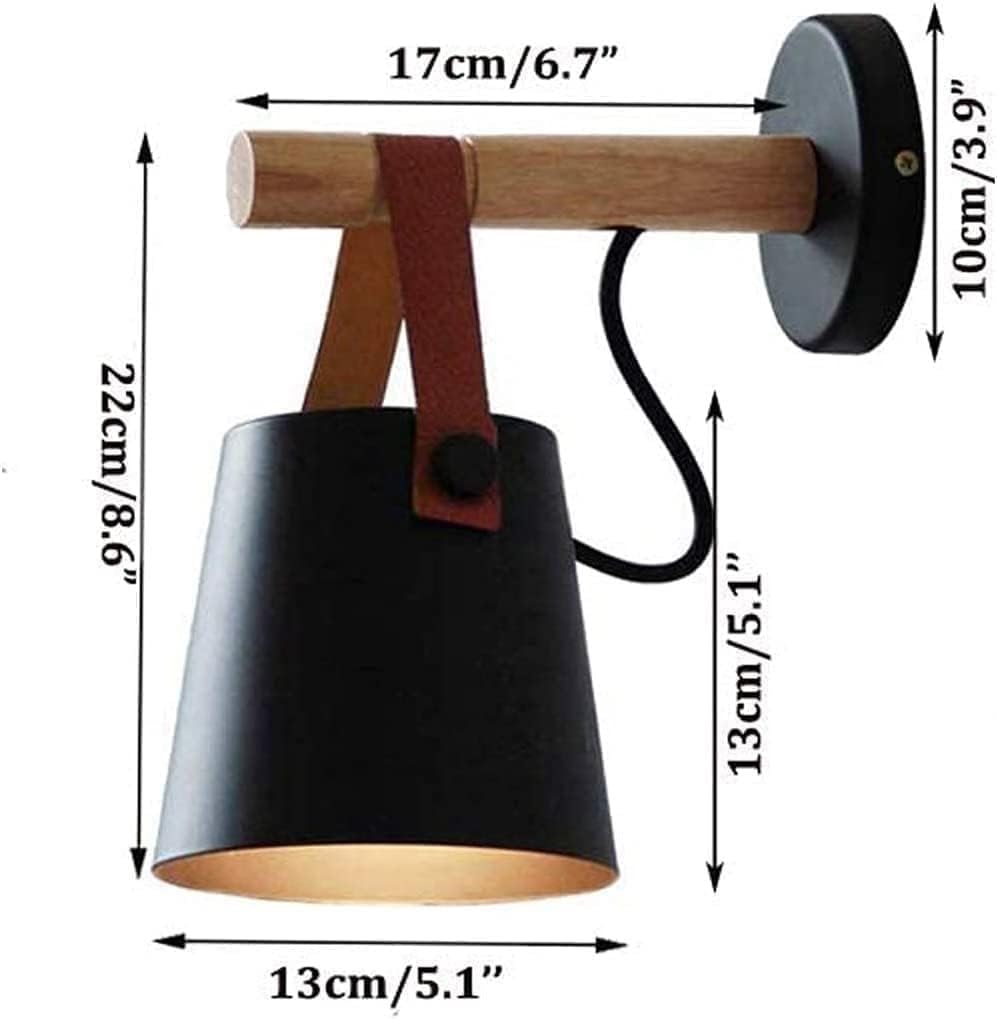 Indoor Wall Lamp Wrought Iron Wooden Wall Sconce Bedroom Restaurant Wall Mount Lighting Fixture Decoration,Modern Chandelier, Black, cy-0114