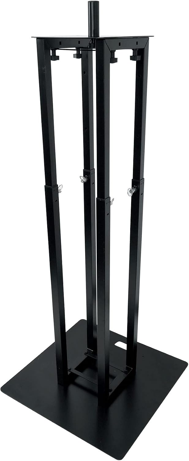 Rockville RTP33-TV Black Totem DJ Speaker/Lighting Stand, Detachable TV Mount, Adjustable Height, Stable Base, for DJs and Event Professionals