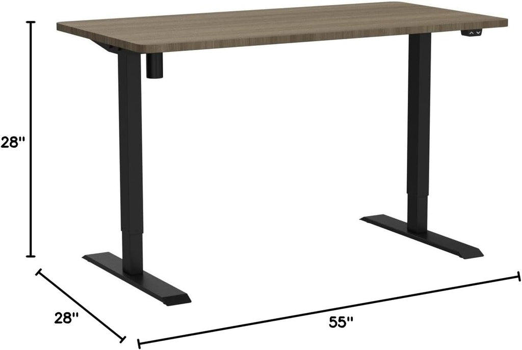 FLEXISPOT EN1 One-Piece Standing Desk, Electric Adjustable with 4 Memory Presets, 176 LBS Capacity, Stable & Quiet, Seamless Desktop for Home Office & Dual Monitors, 55'x28' Black Walnut