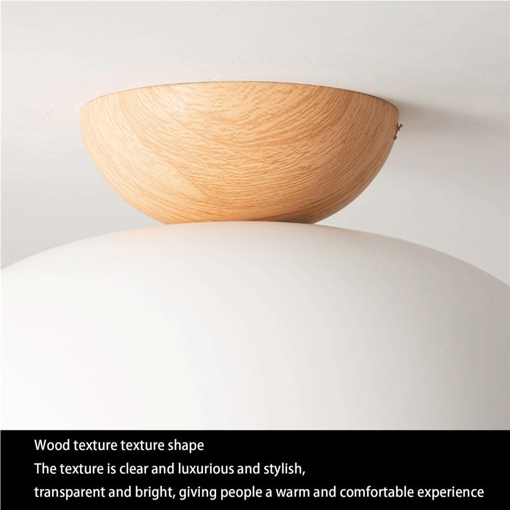 Minimalist Wood Grain Ceiling Lamp Nordic Wrought Iron Ceiling Light Mid Century Semi Recessed Ceiling Light Fixture for Cloakroom Kitchen Bedroom Entryway(White)