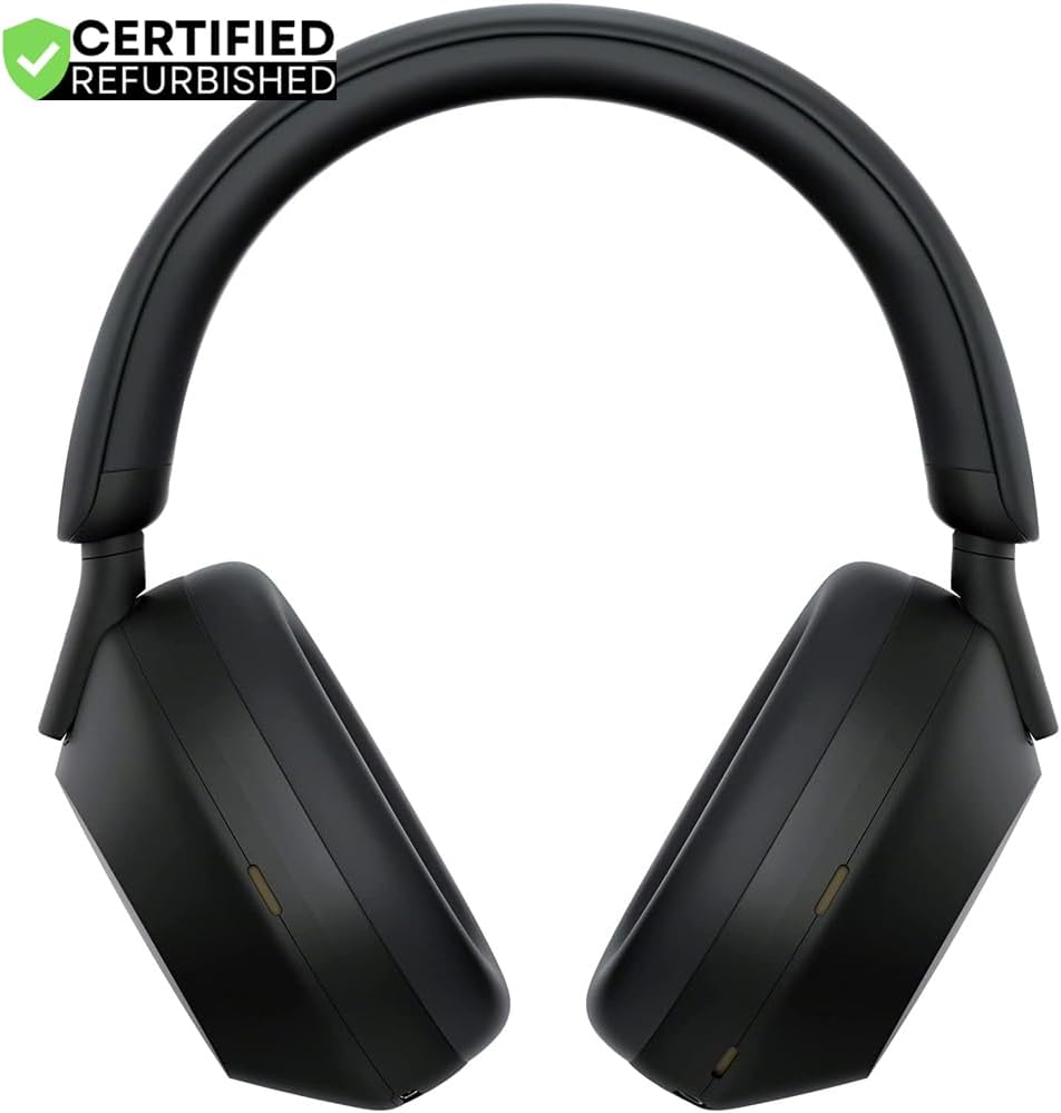 Sony (Refurbished WH1000XM5/B Wireless Industry Leading Noise Canceling Headphones Black Bundle with 2 YR CPS Enhanced Protection Pack (Renewed)
