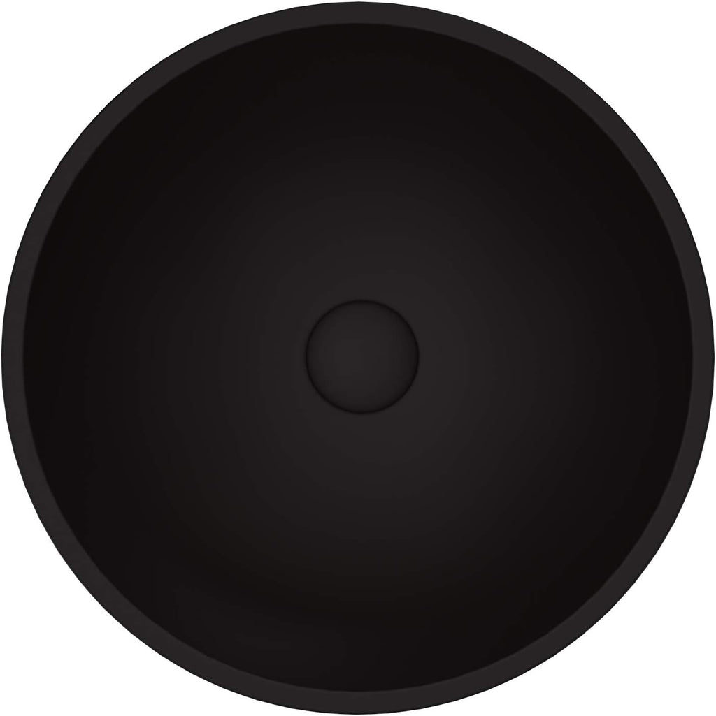 Vigo Vessel Sink Matte Black - 17' Artistic Round Bowl Sink for Bathrooms, Tempered Glass Above Counter Bathroom Sink with NonStickShield, QuickDrain & TempGuard, Modern Luxury Design