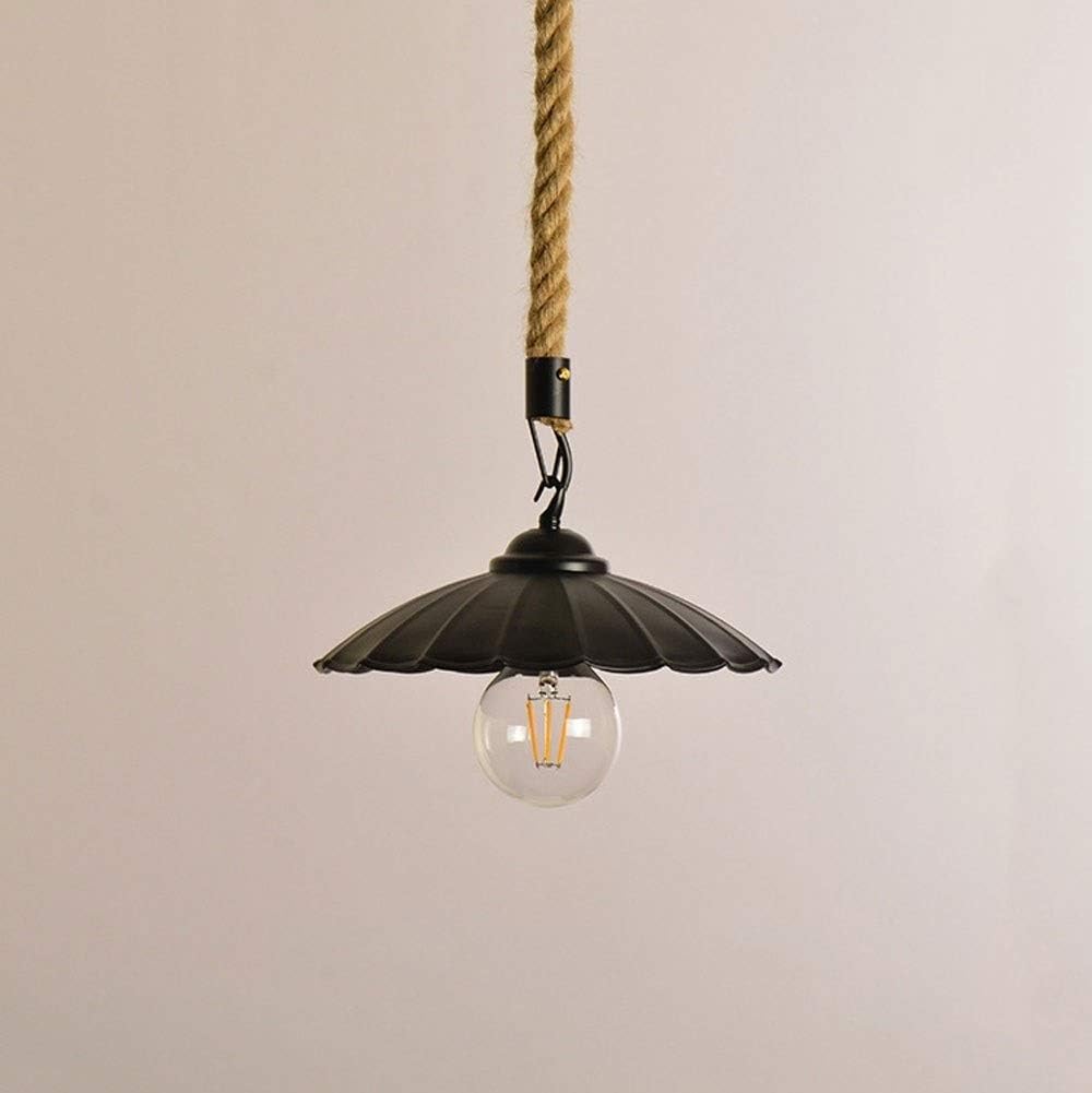 Wall Lights, 2 Pack Pendant Light, Barn Ceiling Light Black Industrial Hanging Light Fixture for Modern Farmhouse Kitchen Dining Room Bar Lighting, Wrought Iron Hemp Rope Chandeliers Hang(A)