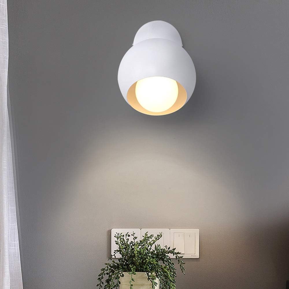 Wall lamp, Clothing Store Coffee Shop 180 Degree Adjustment Wrought Iron Wall Light Fixtures Bedroom Study Girl Room Wall Sconces E27 Screw Aisle Corridor Decorative Lighting Wall Lamp(White)