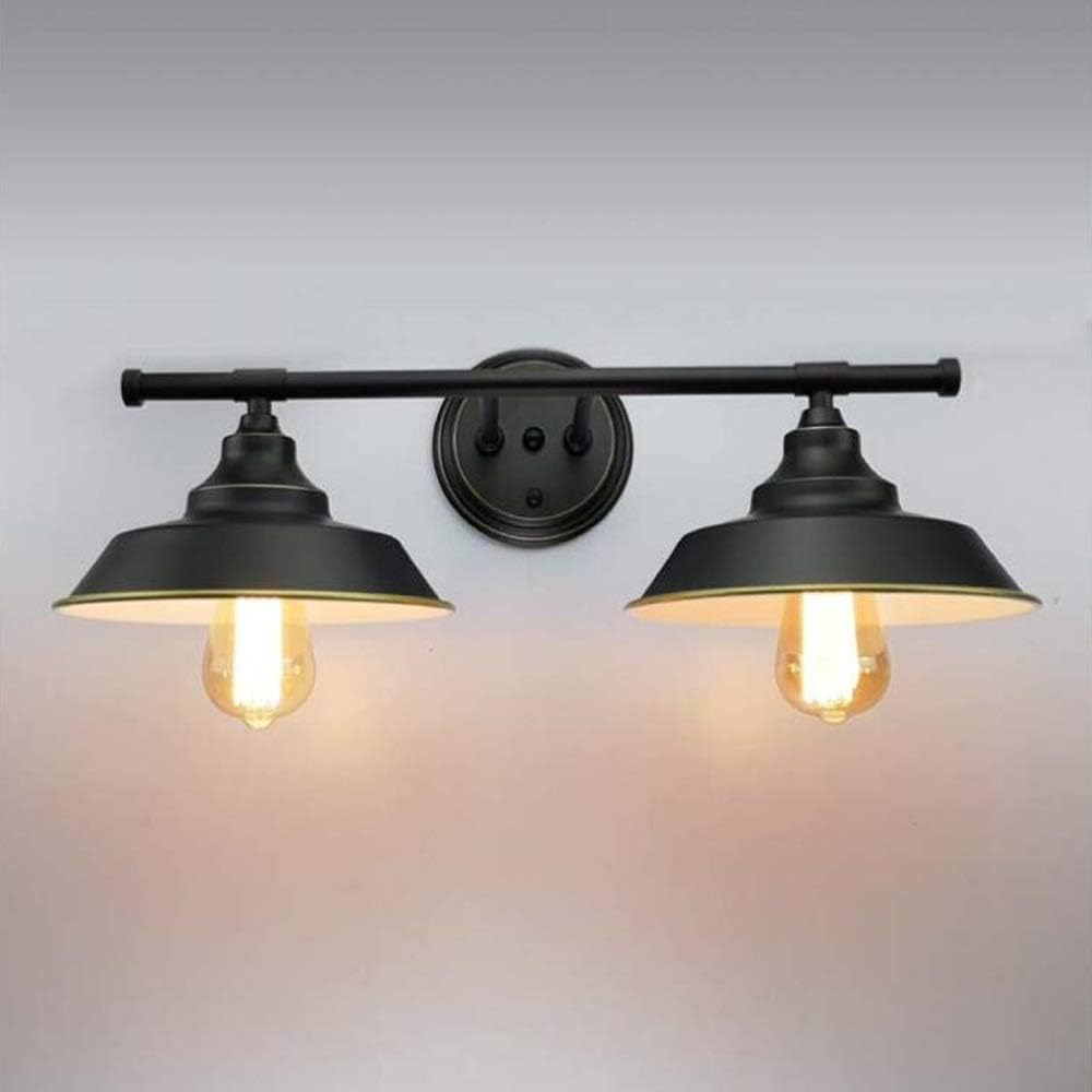 Wall Mounted Light E27 Black Double Wall Light Vintage Industrial Wrought Iron Metal Wall Lamp Retro Fisherman Hat Wall Sconce Creative Lighting Fixtures for Bathroom Living Room Reading Light
