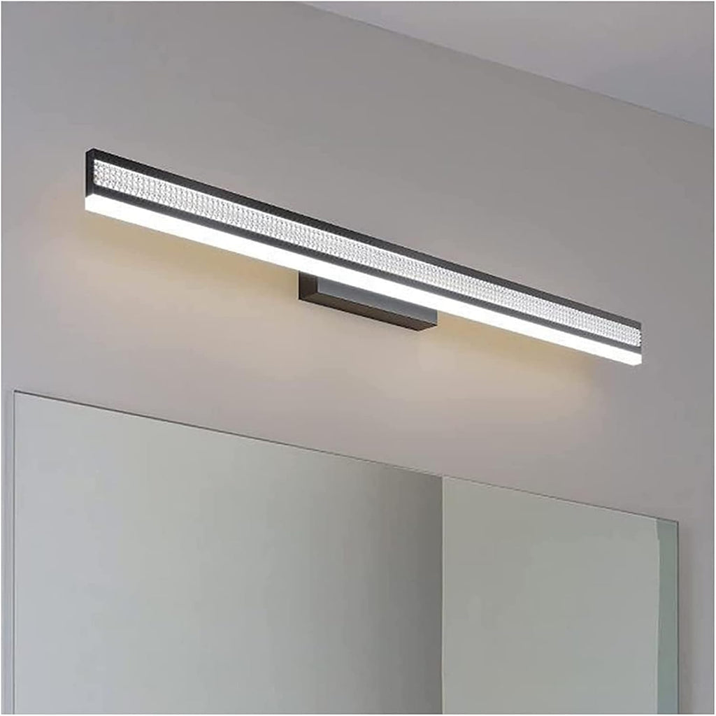 Mirror Light Creative Wrought Iron Acrylic LED Mirror Front Light Simple Bathroom Bathtub Anti-Fog Makeup Long Strip lamp Black Wall Decor Lamp (Three Color Light 41cm)